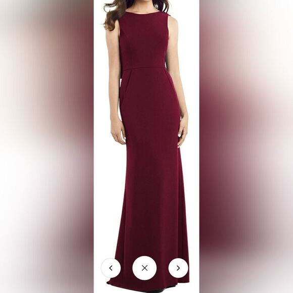 DESSY COLLECTION Draped Backless Crepe Dress w/ Pockets NWOT sz 4 burgandy 3061 - Picture 1 of 6